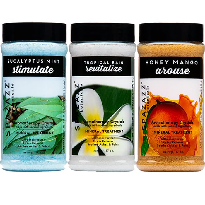 SPAZAZZ Aromatherapy Crystals Eucalyptus Mint bundle for spa nights