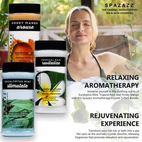 Crystals dissolving in water releasing fragrance with SPAZAZZ