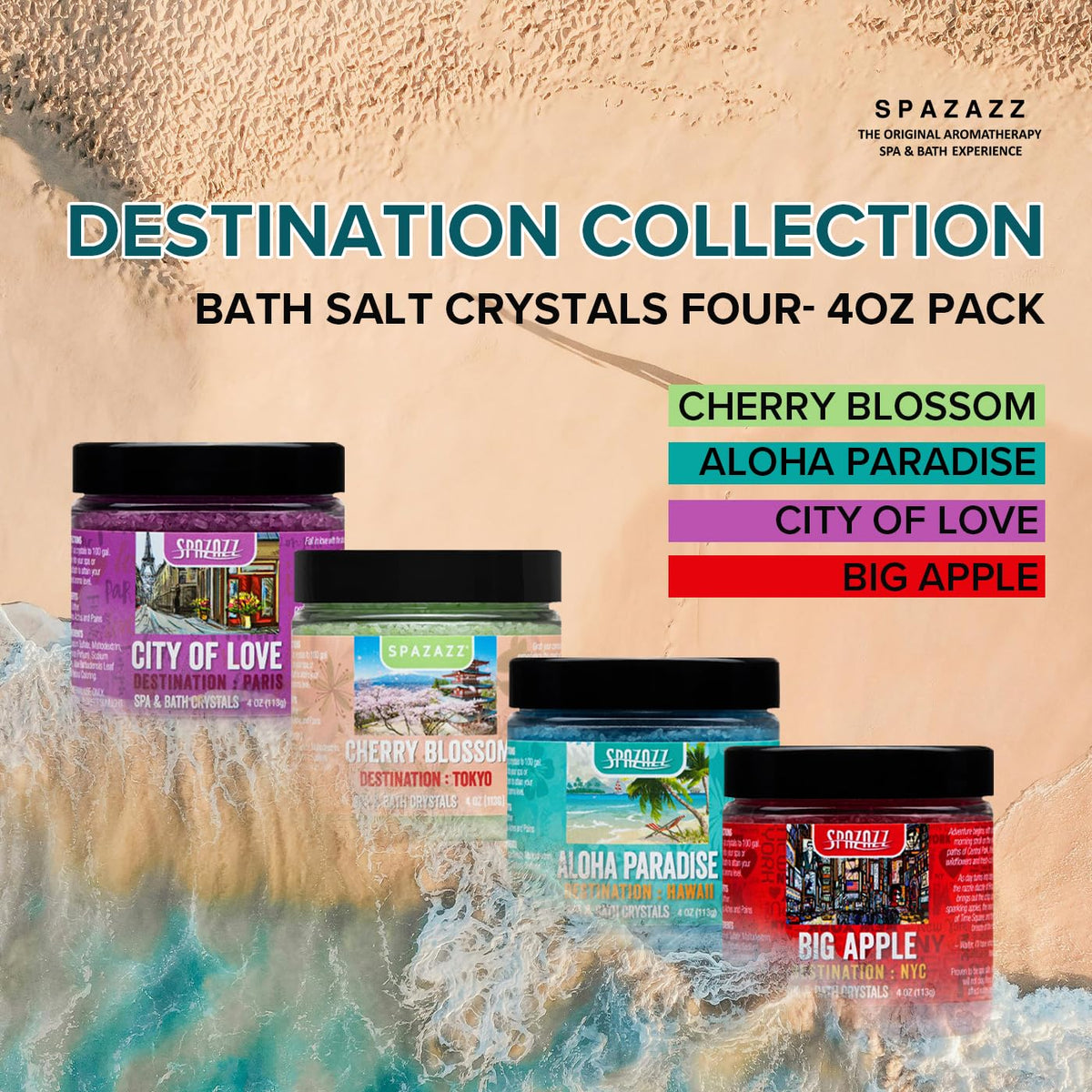 Spazazz Destinations Aloha Paradise packaging ideal for gifting or display.