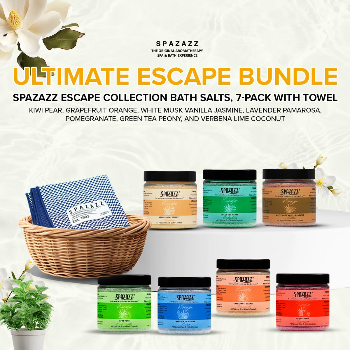 Spazazz lime coconut salt for refreshing, revitalizing bath moments.
