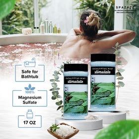 Spazazz Eucalyptus Mint crystals packaging label highlights natural minerals