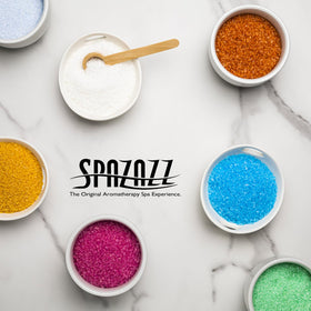 Spazazz hot cold towel complements the bath experience for soothing relief.