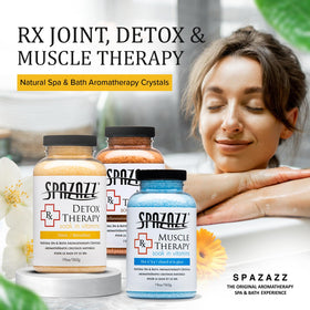 Spazazz RX Therapy bath salts promote rejuvenation during soaks.