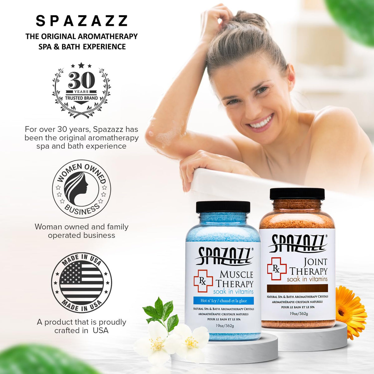 Spazazz USA-made label emphasizing domestic production.