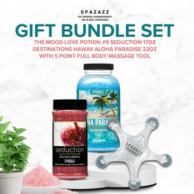 Spazazz Valentines gift set arrangement suggesting romantic spa surprise.