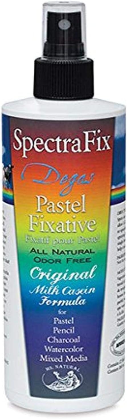 SpectraFix Degas Spray Fixative 12 oz bottle preserves media colors and archival integrity.