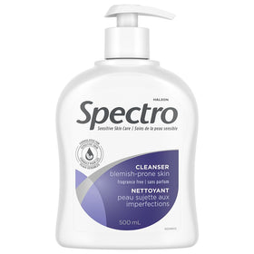 Spectro Jel Cleanser bottle front view, fragrance free formula for sensitive skin.
