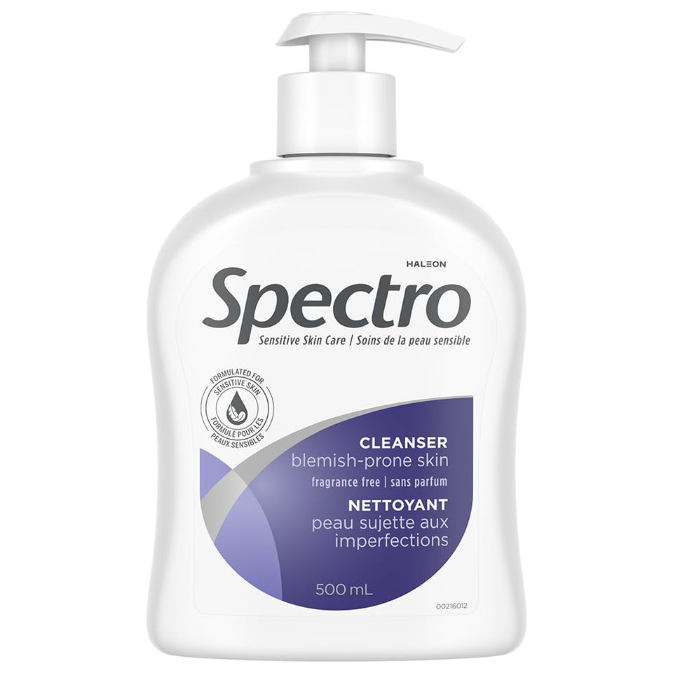 Spectro Jel Cleanser bottle front view, fragrance free formula for sensitive skin.