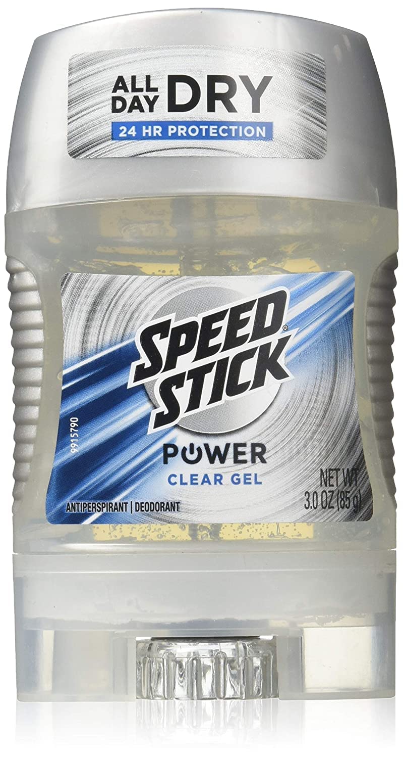 Speed Stick Power Clear Gel bottle showing fast-drying, residue-free application.