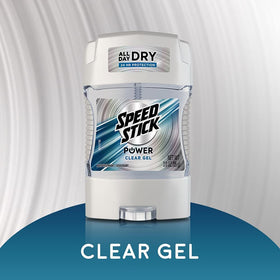 Speed Stick Power Clear Gel with fresh scent for daily use.