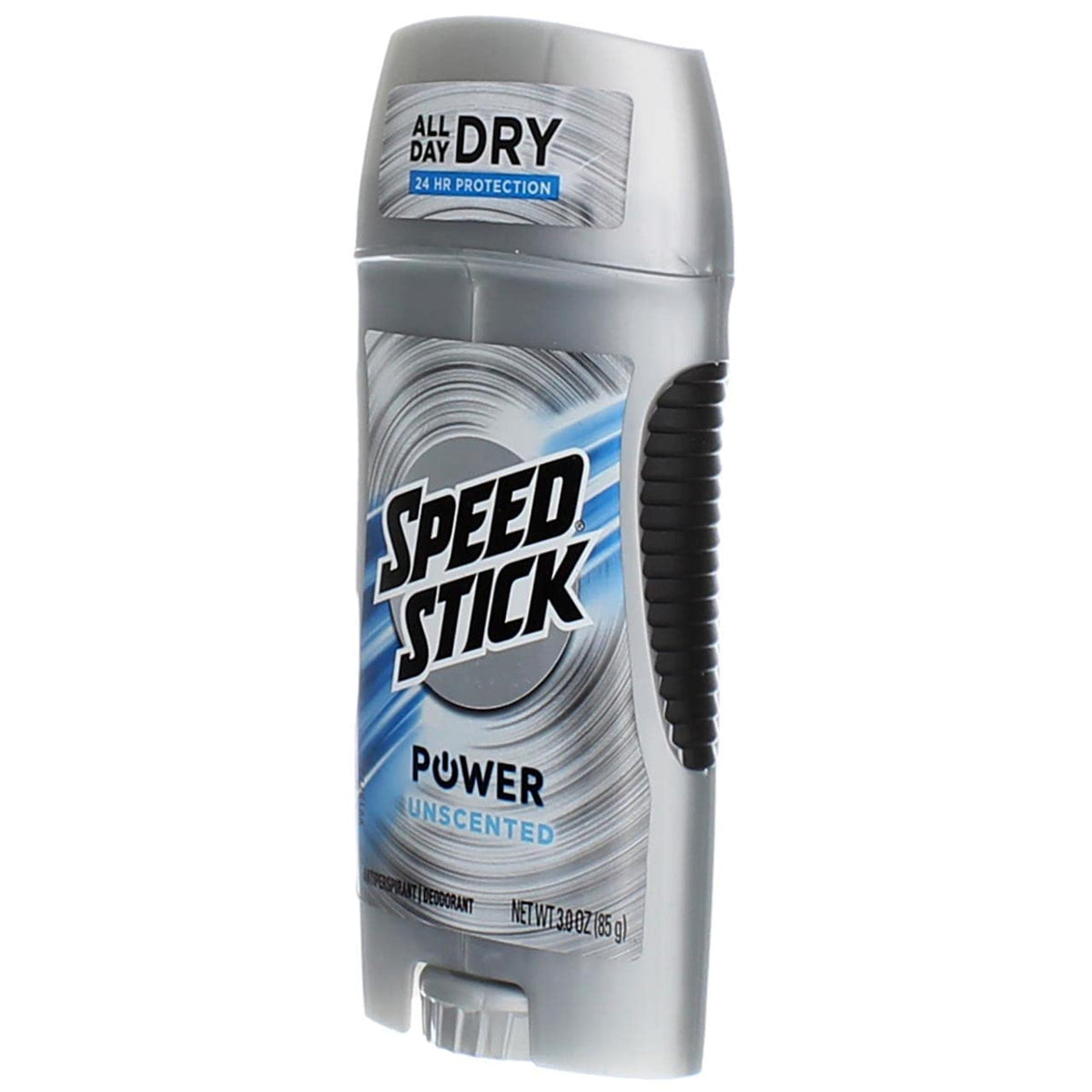 Speed Stick Power Unscented packaging box and eight-pack display.