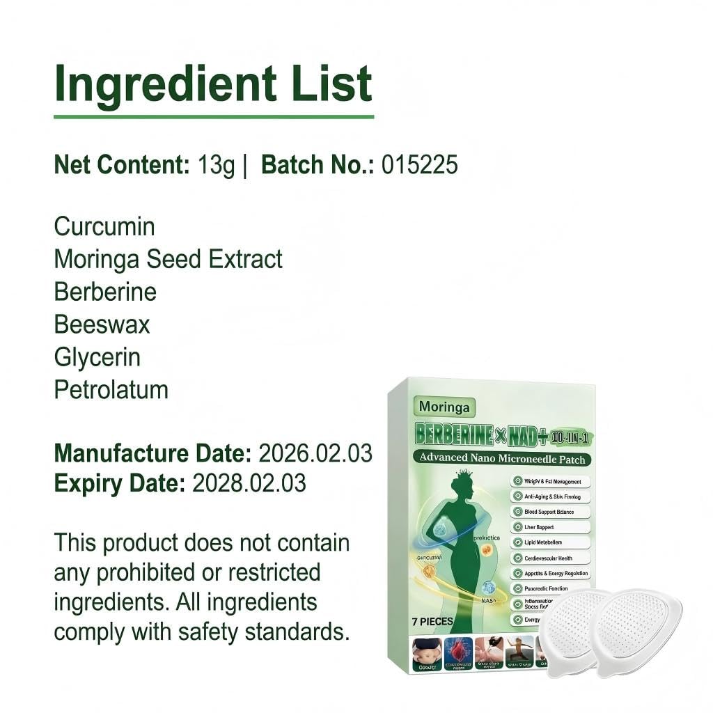 Spetime Moringa Berberine Patch nano microdarts for fast absorption.