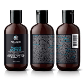 In-shower scene with the Sphagnum Botanicals bottle.