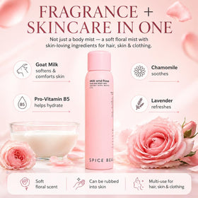 SPICE BEAUTY Milk & Rose with rose petals and honey accent a gentle scent.