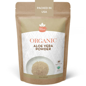 SPICY ORGANIC Aloe Vera Powder bowl mix forms a hydrating facial paste.