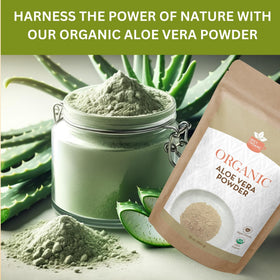 SPICY ORGANIC Aloe Vera Powder natural ingredients emphasis on label.