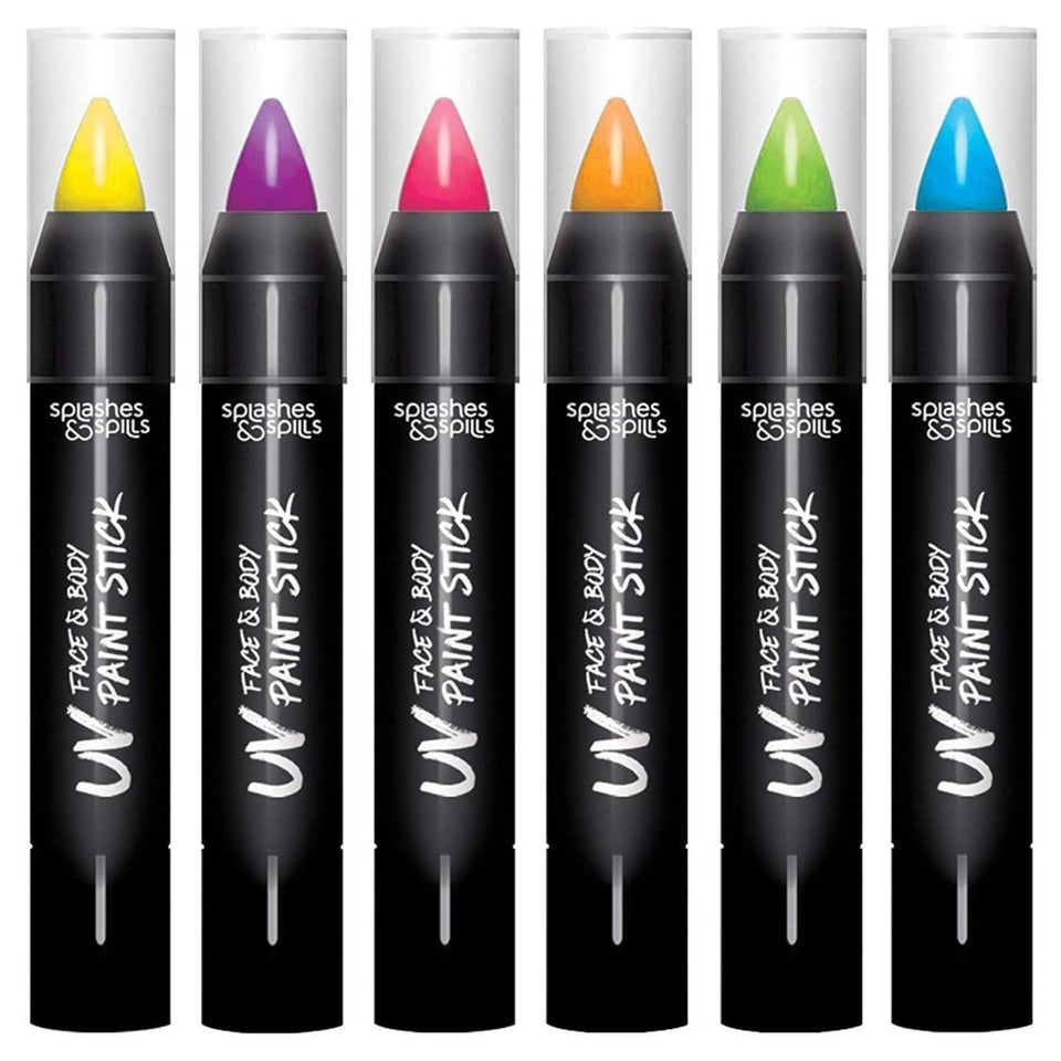 Splashes & Spills UV paint stick in blue glows under UV light for bold cosplay.