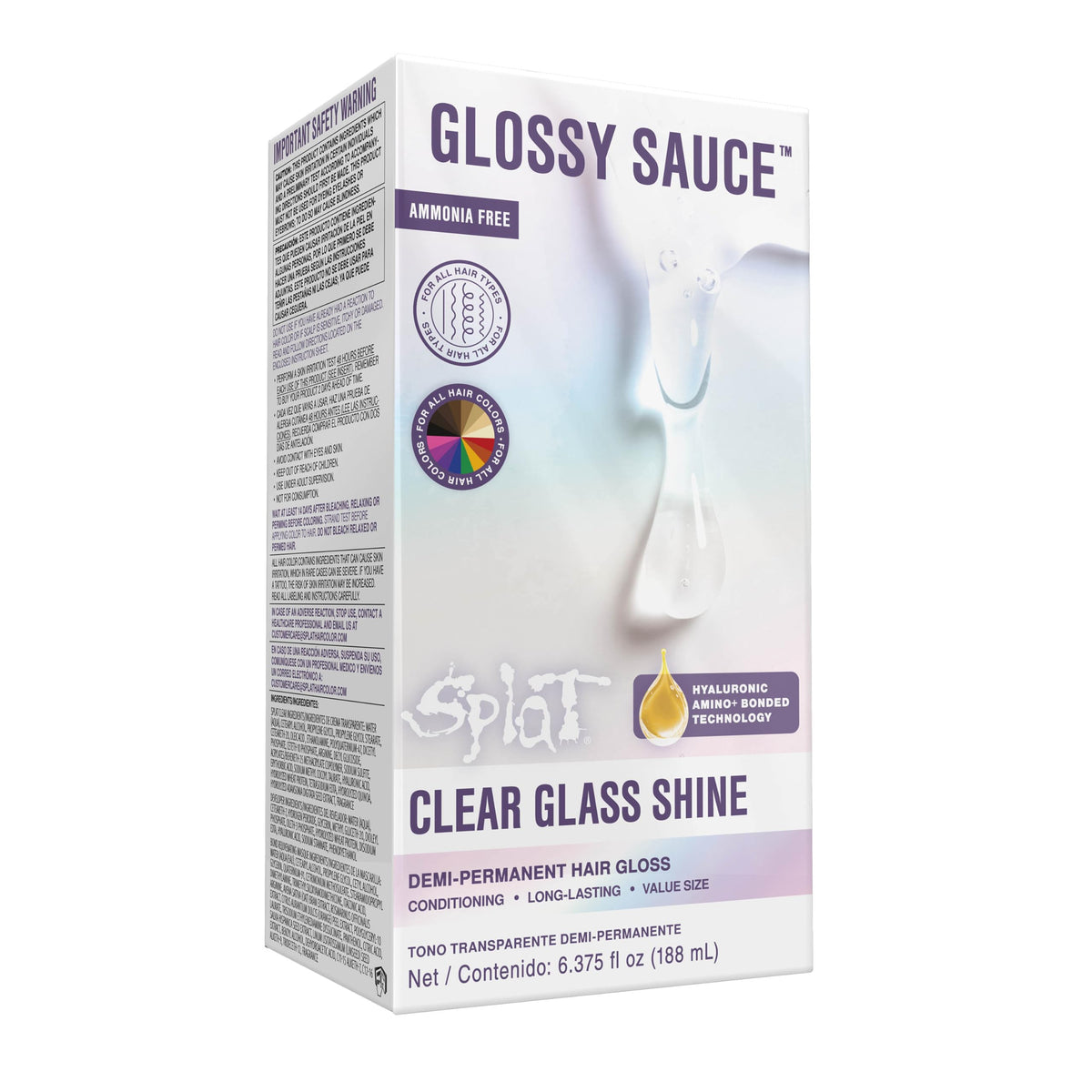 Splat Glossy Sauce demi-permanent clear gloss bottle with radiant shine.