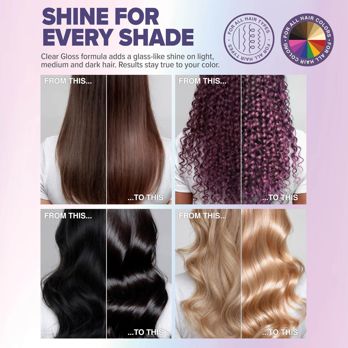 Hair shows salon-worthy glossy finish after Splat Glossy Sauce use.