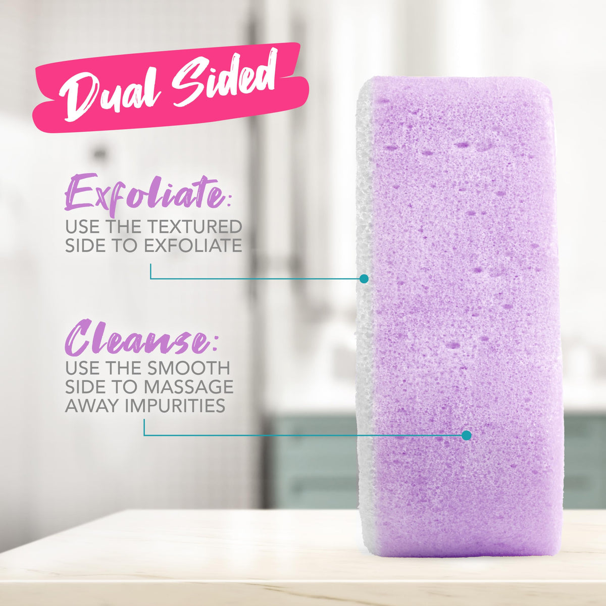 Wet sponge releasing rich foam with olive oil and seaweed nourishment.