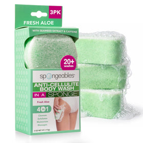 Spongeables anti cellulite body wash sponge with foam-release technology for rich lather
