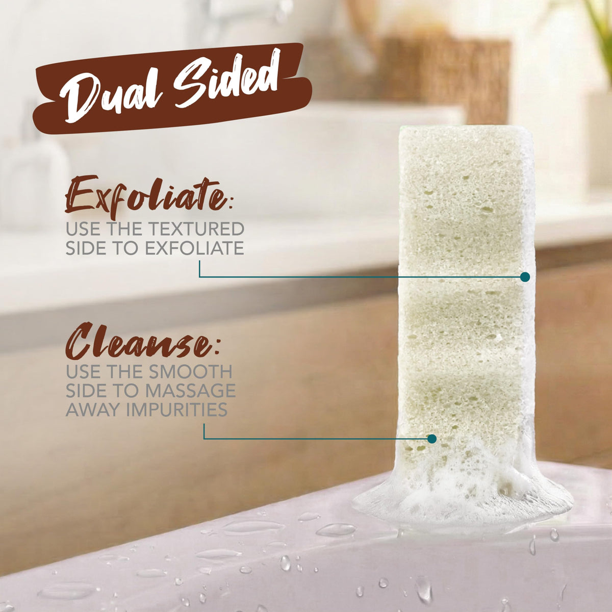 Spongeables Coconut Colada sponge displaying exfoliating textured side for skin refreshment.