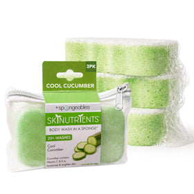 Spongeables Cool Cucumber sponge close-up showing hydrating formula.