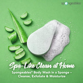 Spongeables dual-textured sponge surface offering exfoliation and smoothing skin