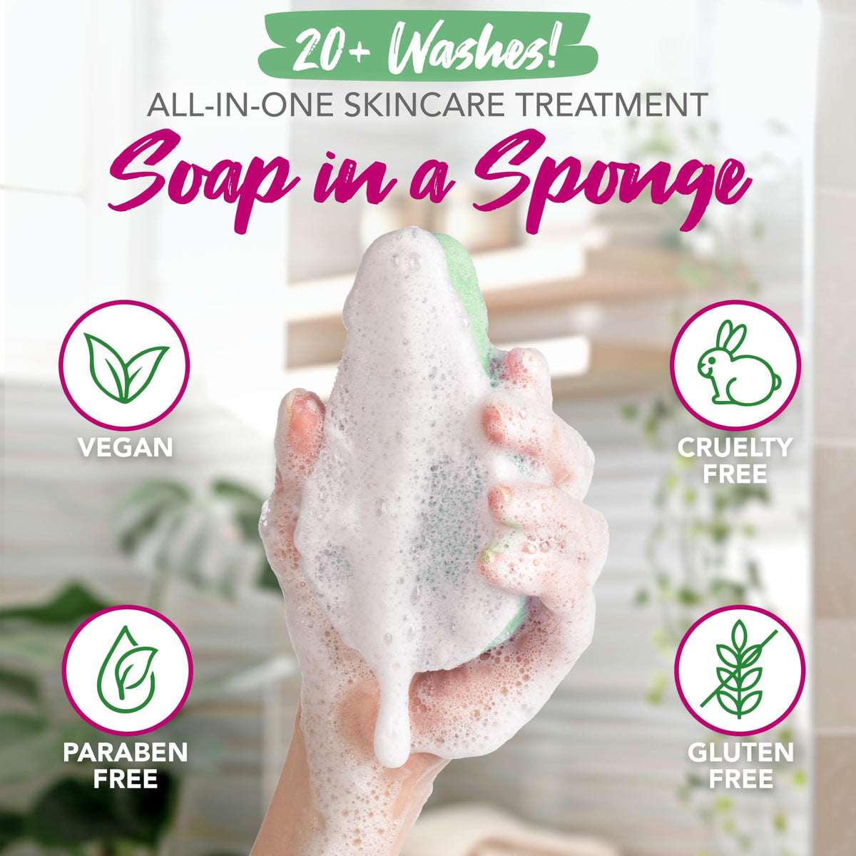 Spongeables sponge delivers olive oil and vitamin E hydration