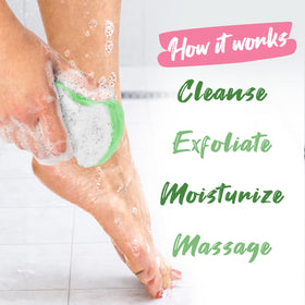 Embedding soap in Spongeables Pedi Scrub and adding water to release lather