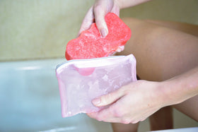 Spongeables Pomegranate Punch soft side cleanses and moisturizes skin