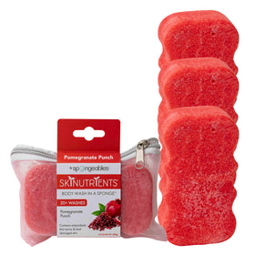 Spongeables Pomegranate Punch sponge with built-in soap for easy cleansing