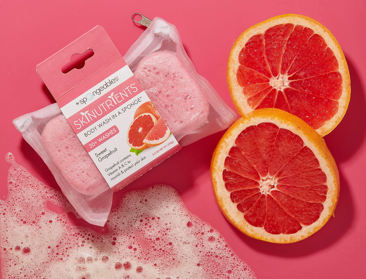 Spongeables Sweet Grapefruit 3-count pack offers mess-free bath time.
