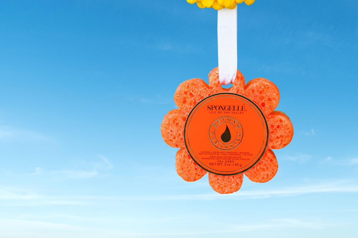 Spongelle built-in body wash sponge provides convenient cleansing and exfoliation in one step.
