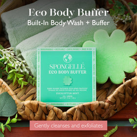 SPONGELLÉ Eucalyptus Mint Eco Buffer creating cleansing lather to refresh skin.