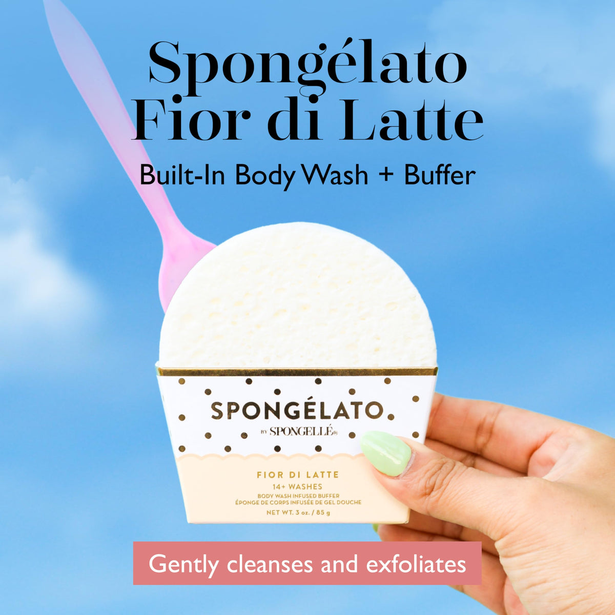 SPONGELLÉ Fior de Latte vanilla scent enhances a comforting morning routine.
