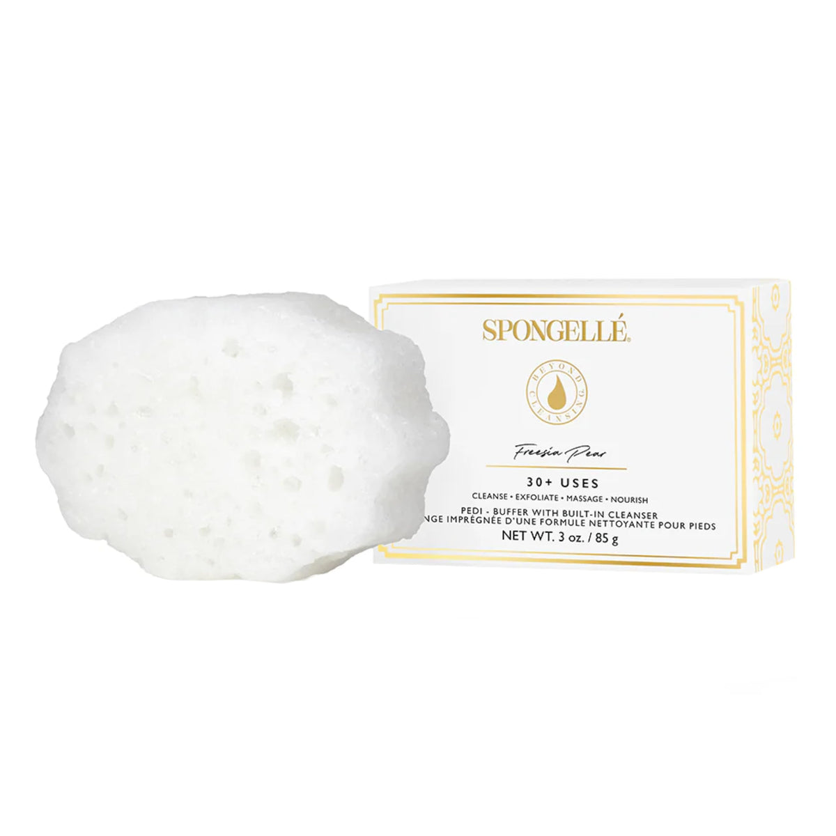 Spongellé Freesia Pear Pedi Buffer front view for easy at-home pedicures.