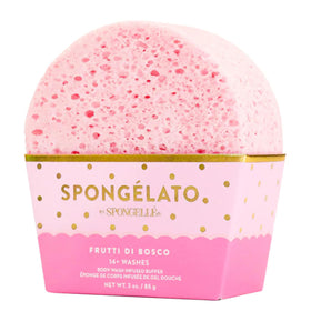 SPONGELLÉ Frutti di Bosco bath sponge with built-in wash for convenient cleansing.