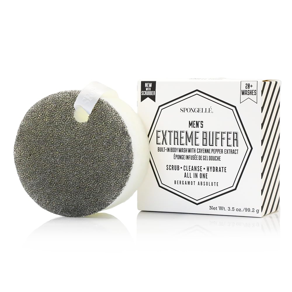 SPONGELLÉ Men’s Extreme Buffer Bergamot Absolute front view for invigorating exfoliation