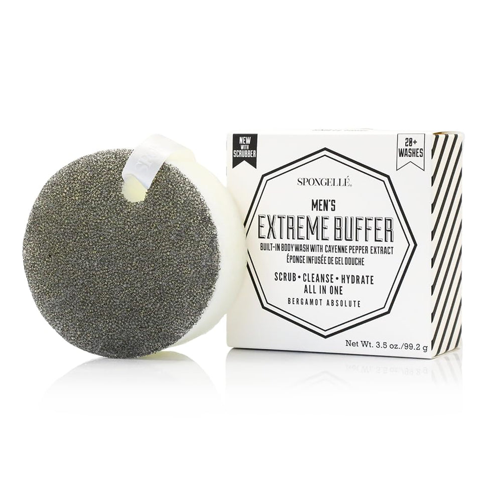 SPONGELLÉ Men’s Extreme Buffer Bergamot Absolute front view for invigorating exfoliation