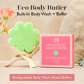 SPONGELLÉ Pink Aloe Eco Buffer packaging box highlighting eco-friendly design