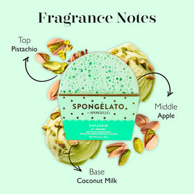 SPONGELLÉ Pistachio Spongélato activates under warm water for spa-like cleansing.