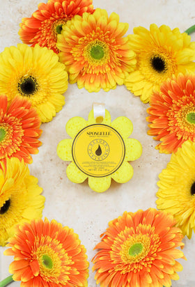 Close-up of SPONGELLÉ exfoliating surface for smoother skin