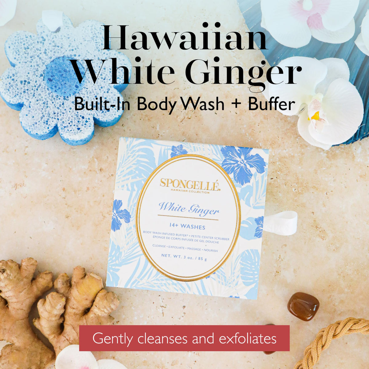 SPONGELLÉ buffer sponge showcasing gentle exfoliation for radiant skin.