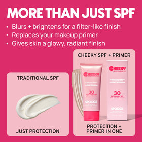 Spooge Cheeky on arms shows SPF 30 protection for daily sun exposure.