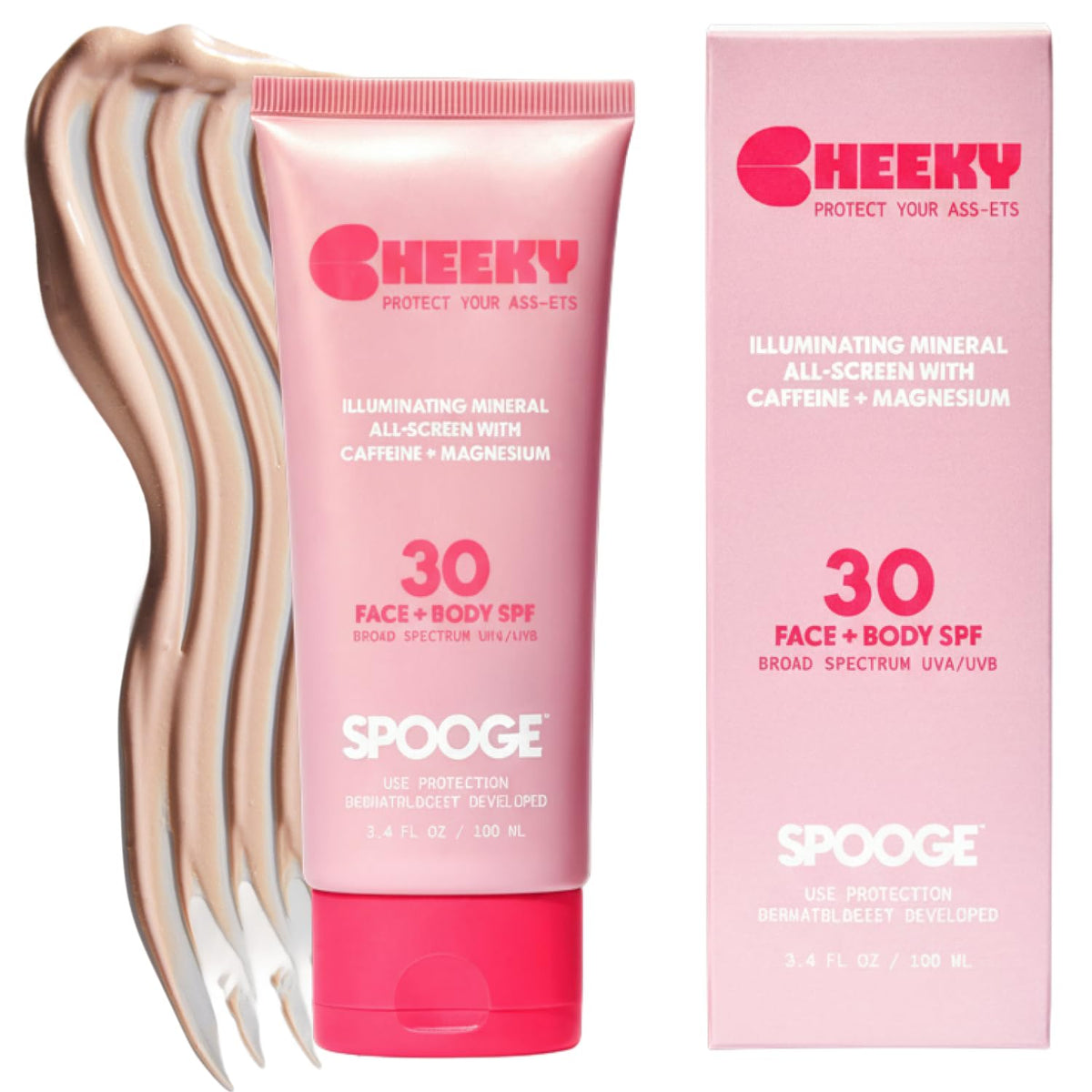 Spooge Cheeky bottle pour facilitates easy, mess-free daily sunscreen application.