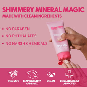 Spooge Cheeky face glow with light-reflecting shimmer and refreshing feel.