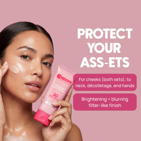 Spooge Cheeky packaging confirms dermatologist-developed, reef-safe sun care.