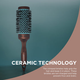 Spornette ceramic barrel heats quickly to speed drying and reduce heat exposure.