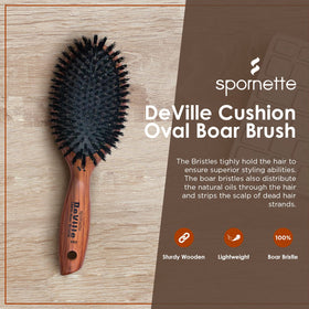 Spornette Deville boar bristles brush ready for smoothing and oil distribution
